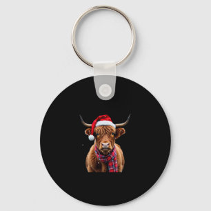 Boho Xmas Christmas Highland Cow T-Shirt (2) Keychain