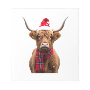Boho Xmas Christmas Highland Cow T-Shirt (4) Notepad