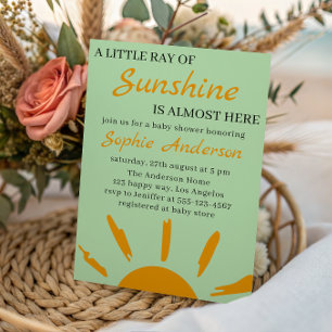 Boho Yellow A Little Ray of Sunshine Baby Shower Invitation