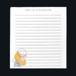 Boho Yellow Abstract Shapes Personalized Lined Notepad<br><div class="desc">This stylish lined notepad a modern abstract art design in yellow and grey. Personalize it with your name. Great gift idea!</div>