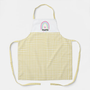 Boho Yellow Gingham Custom Mama Est. Year keepsake Apron