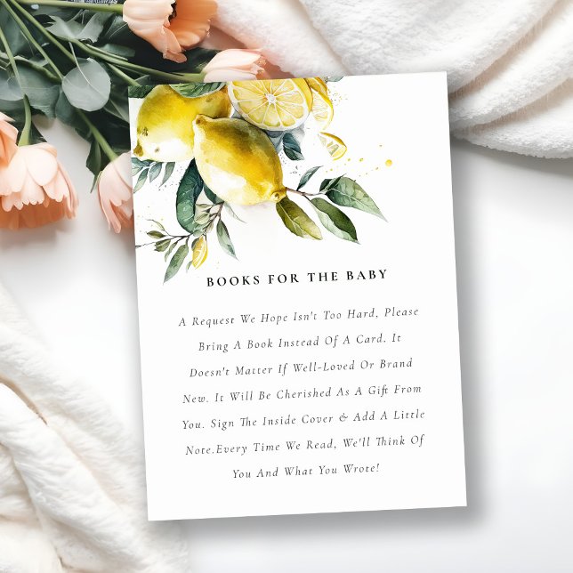 Boho Yellow Lemon Garden Books For Baby Shower Enclosure Card (Creator Uploaded)
