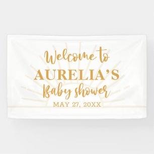 Boho Yellow Little Ray Sunshine On Way Baby Shower Banner