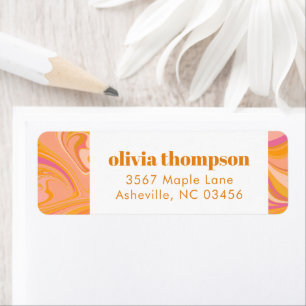 Boho Yellow Pink Marble Custom Return Address