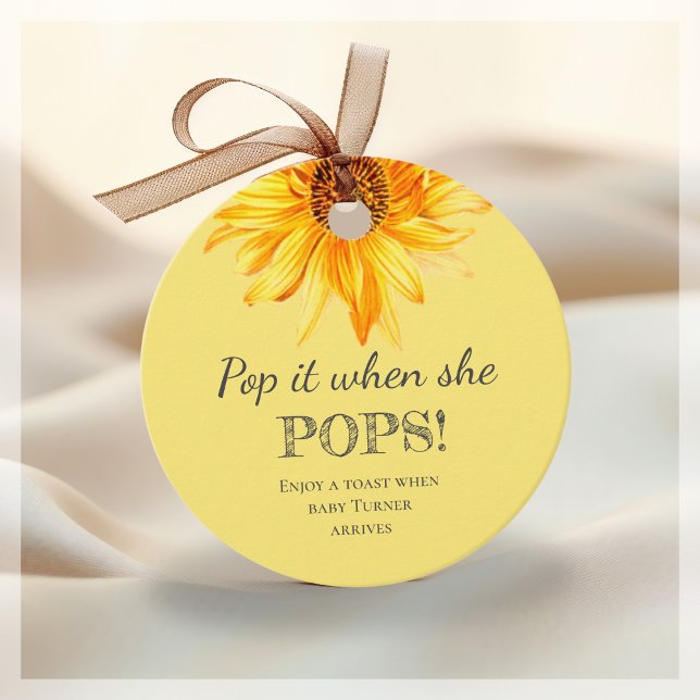 Boho Yellow Sunflower Champagne Favour Tags (Creator Uploaded)