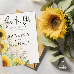 Boho Yellow Sunflowers Save the Date