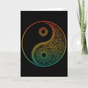 Boho Yin Yang Mandala Zen Meditation Taoism Tai Ch Card
