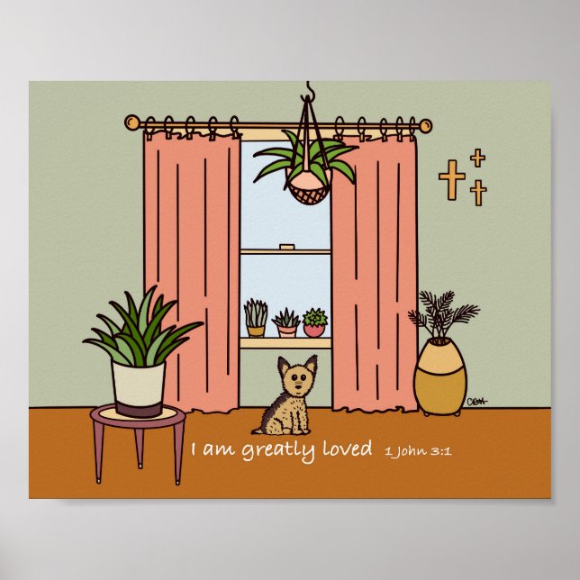 Boho Yorkie Digital Art Print 1 John 3:1 (Front)