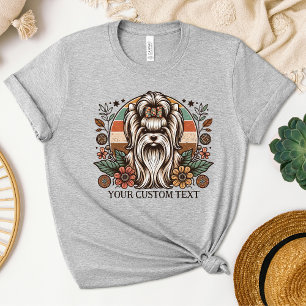 Boho Yorkie Rustic Floral Vintage Dog Mom T-Shirt