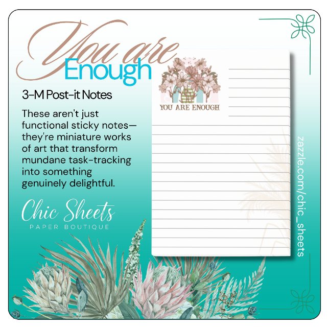 Boho You Are Enough Lined 3M Post-it® Notes (Creator Uploaded)