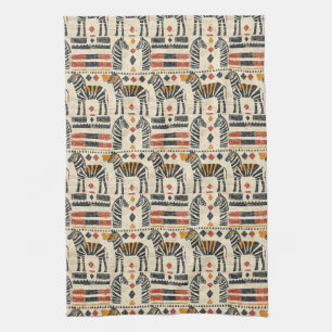 Boho Zebra Tribal Safari Pattern Kitchen Towel