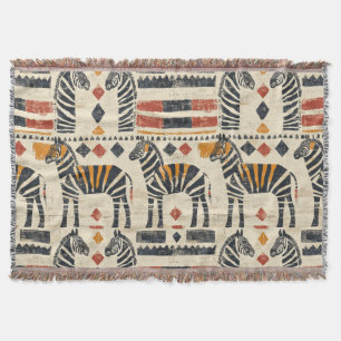 Boho Zebra Tribal Safari Pattern Throw Blanket