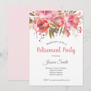 bohochic floral retirement party invitation