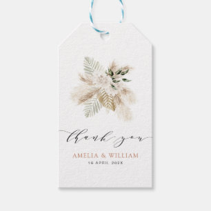 bohomian pampas grass and greenery wedding gift tags