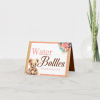 BohoPink Bear Baby Shower Water Bottle Table