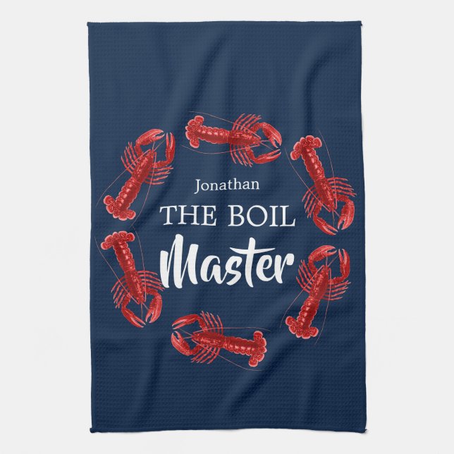 Boil Master Crawfish Dark Blue Custom Funny Kitchen Towel (Vertical)