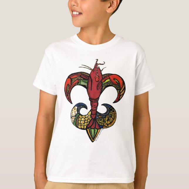 Boil with a Crawfish Fleur de Lis T-Shirt (Front)