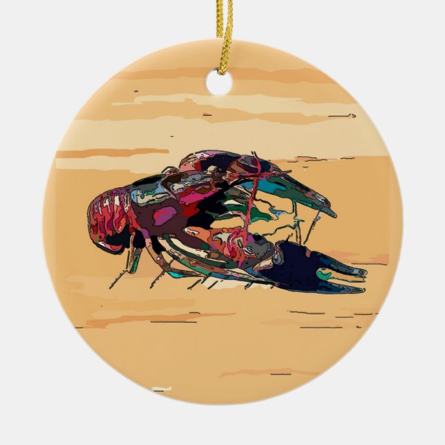 Boiled Crawfish on Wood Ceramic Ornament (Front)