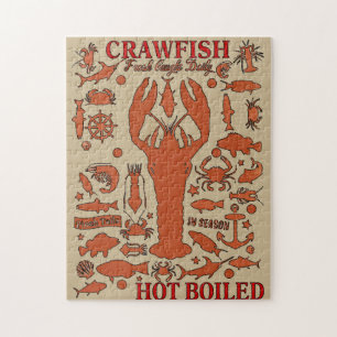 Boiled Crawfish on Wood Jigsaw Puzzle