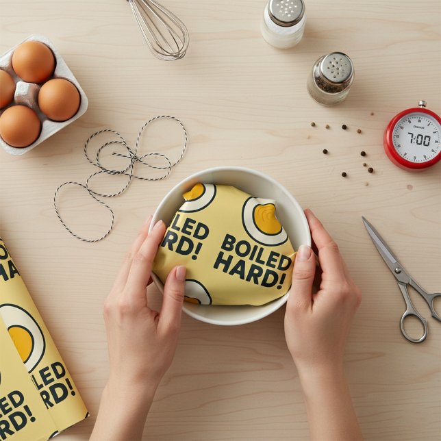 BOILED HARD! Funny Hard Boiled Egg Humour  Wrapping Paper (Creator Uploaded)