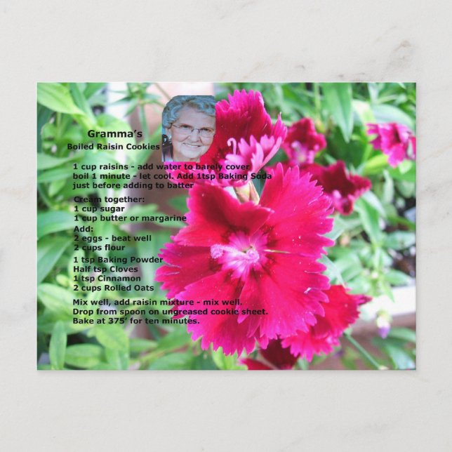 Boiled Raisin Cookie Recipe Postcard (Front)