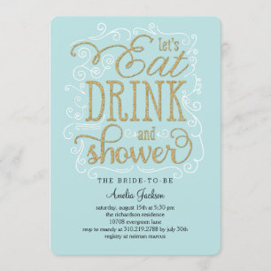 Boire Boire Douche nuptiale Invitation Bleu