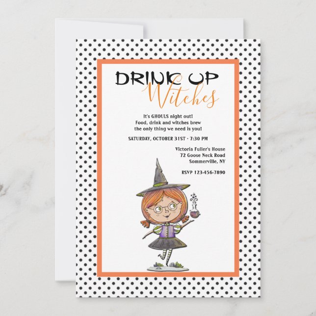Boire des sorcières Invitation à Halloween (Devant)