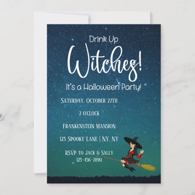 Boire des sorcières Invitation à la fête d'Hallowe (Devant)