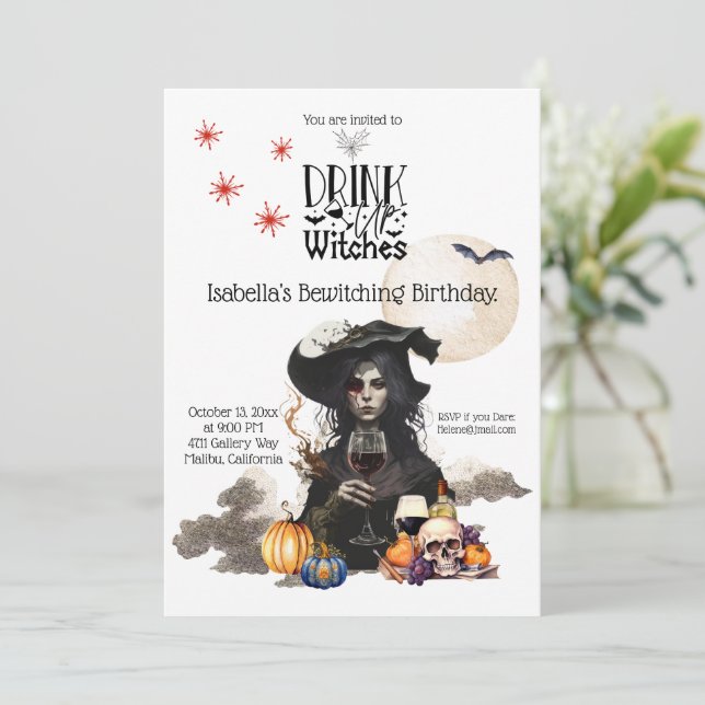Boire des sorcières Invitation Anniversaire (Debout devant)