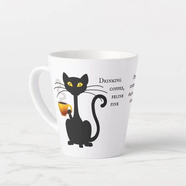 Boire du café Feline Fine - 12 oz. Latte Mug (Angle gauche)