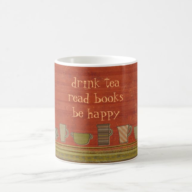 Boire Du Thé Lire Des Livres Joyeux Mug Rougeâtre (Centre)