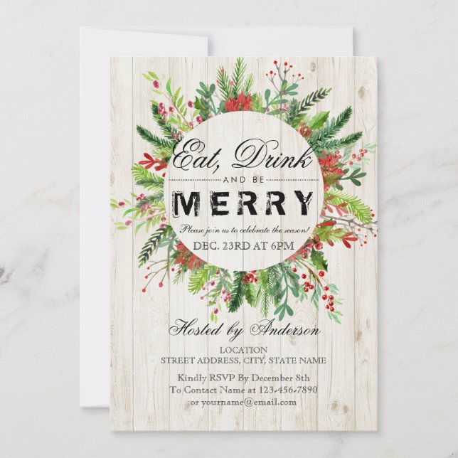 Boire et être joyeux Noël Fête Invitation (Devant)