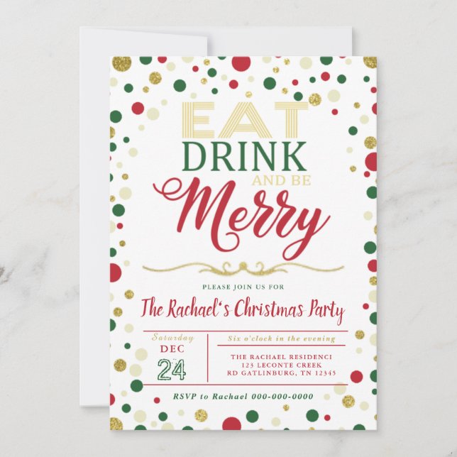 Boire et être joyeux Noël fêté Invitation (Devant)