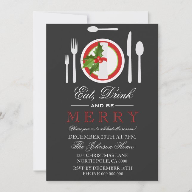 Boire et être joyeux Noël Fête Invitation (Devant)