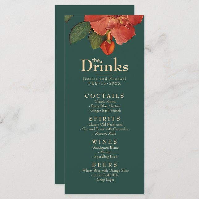 💍 Boire menu Rose Romance : Art Nouveau Splendor (Devant / Derrière)