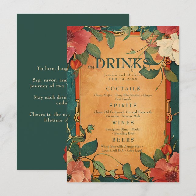 💍 Boire menu Rose Romance : Art Nouveau Splendor (Devant / Derrière)