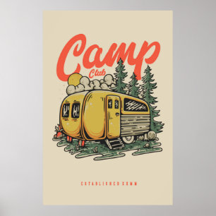 Bois à poster de camping vintage