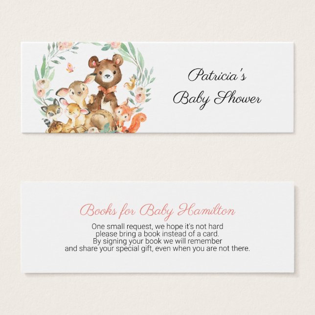 Bois Animaux Baby shower de verdure Demande de rés (Devant & derrière)