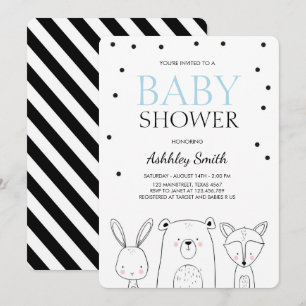 Bois Animaux Baby shower invitation Forêt Boy Fox