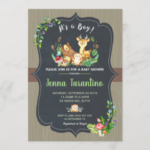 Bois Animaux Baby shower Invitation Garçon