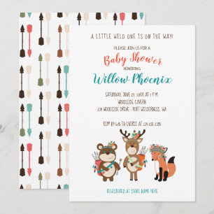 Bois Animaux Baby shower tribal Boho Invitation