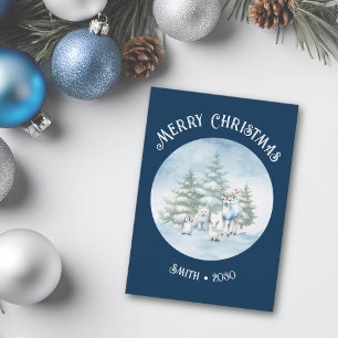 Bois Animaux Blue Christmas Appartement Carte de v