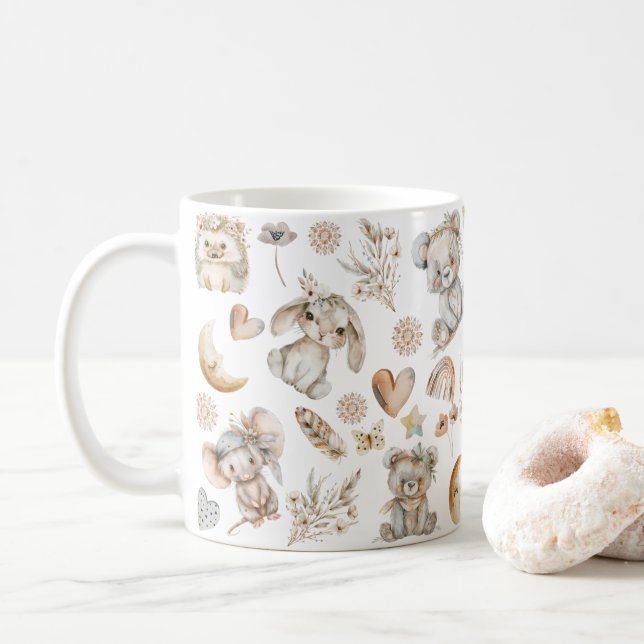 Bois Animaux Café Mug (Avec donut)