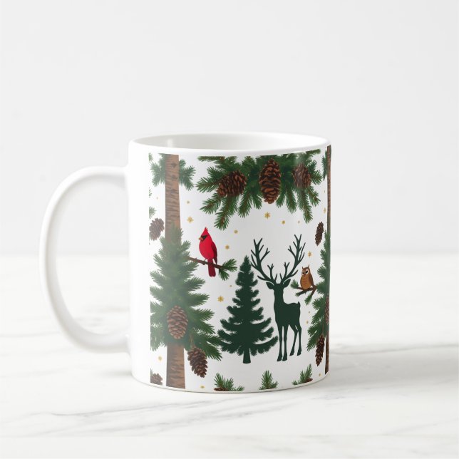 Bois Animaux de Noël Mug classique - Rustique (Gauche)