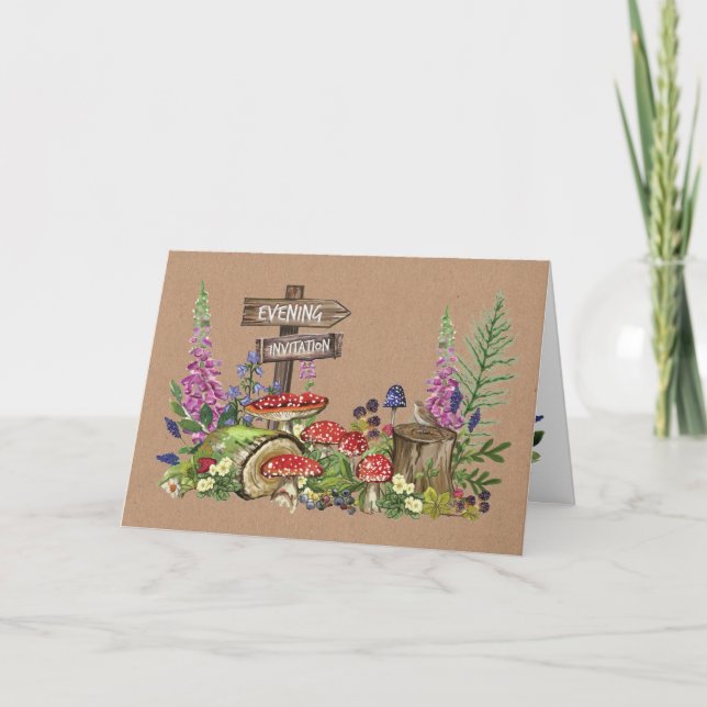 Bois Animaux Faire-part de mariage du soir (Devant)