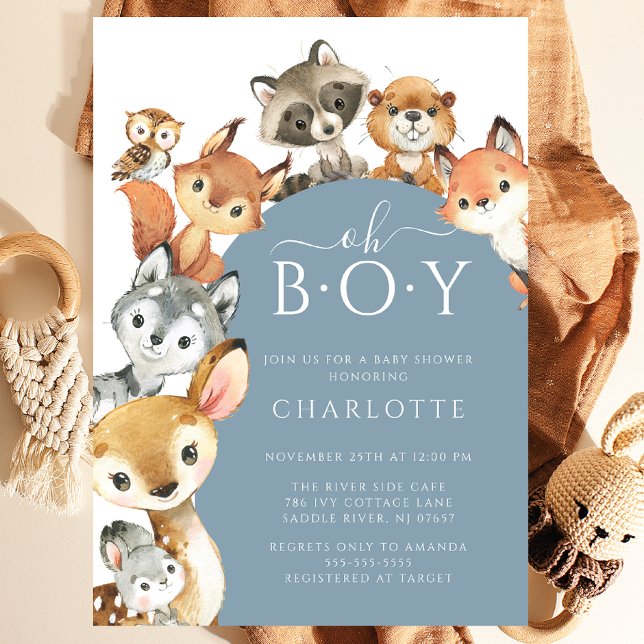 Bois Animaux garçons Baby shower Invitation (Créateur téléchargé)