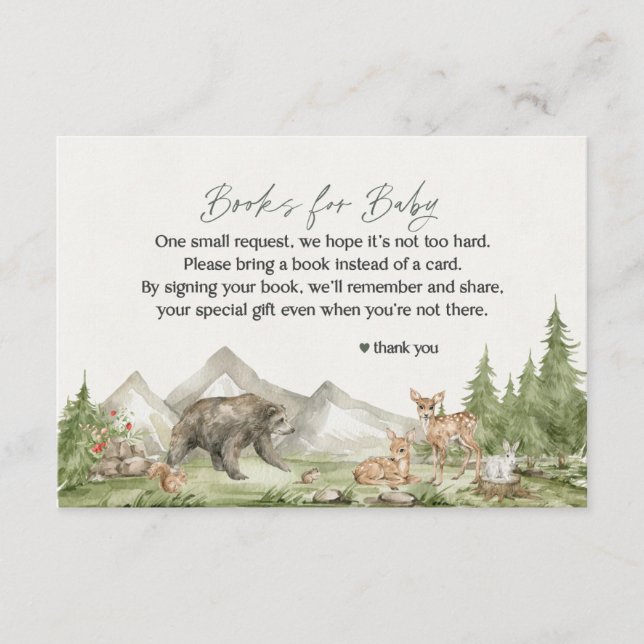 Bois Animaux livres pour invitation bébé insérer (Devant)