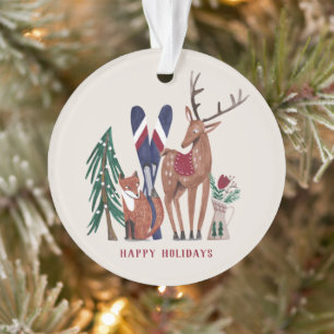 Bois animaux nordique ski enfants de Noël Ornamen