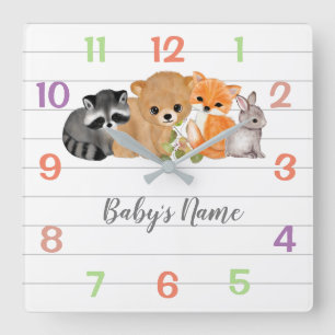 Bois Animaux Nourriture Décor Mur Horloge