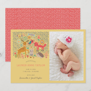 Bois Animaux Nouveau Faire-part de naissance bébé
